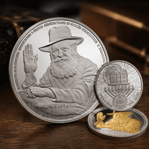 Three editions of the Rebbe commemorative silver coin